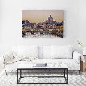 Fotolærred Tiber River and St. Peter's Basilica, Rome