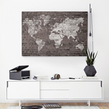 World map on brick