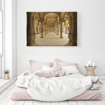 Fotolærred Columned hall Amber fort, Jaipur, India